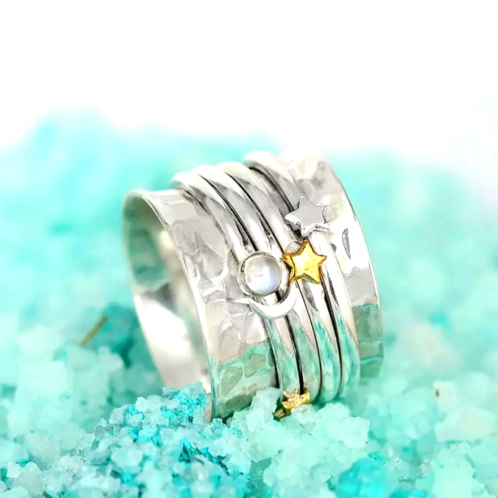 Sterling silver fidget spinner ring